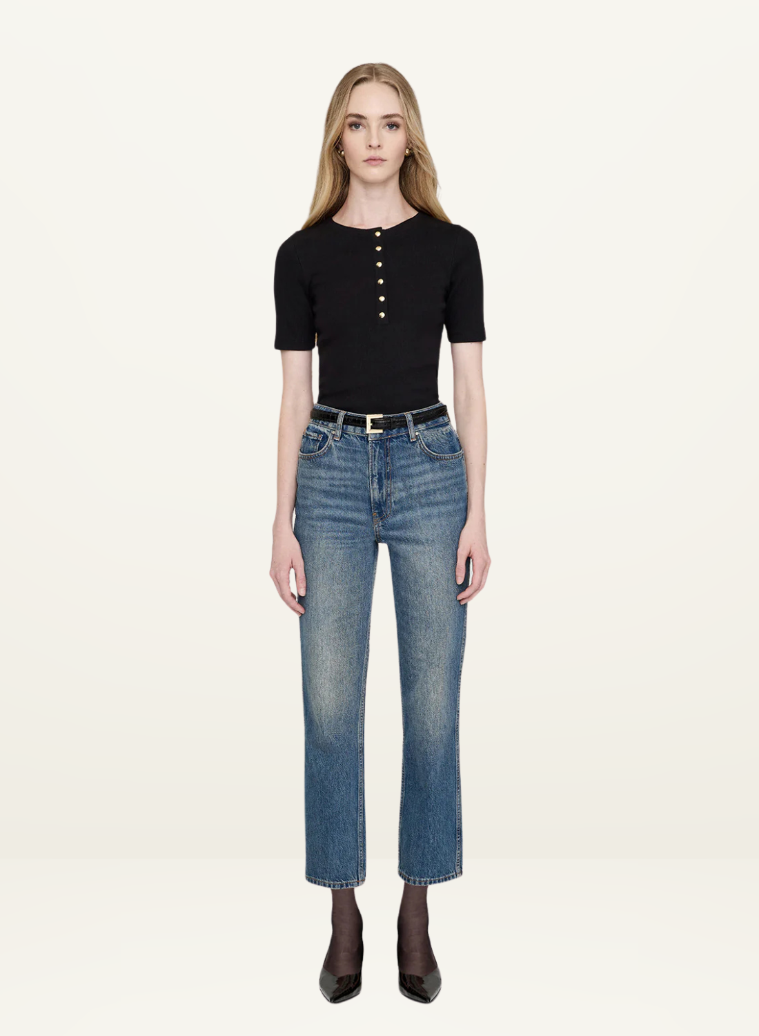 ANINE BING ALESSIA Tシャツ ブラック 半袖 ANINE BING Alessia Tee | Shopbop