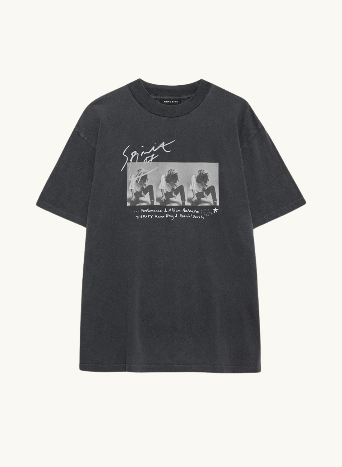 Anine Bing Ashton Tee Concert in WASHED BLACK