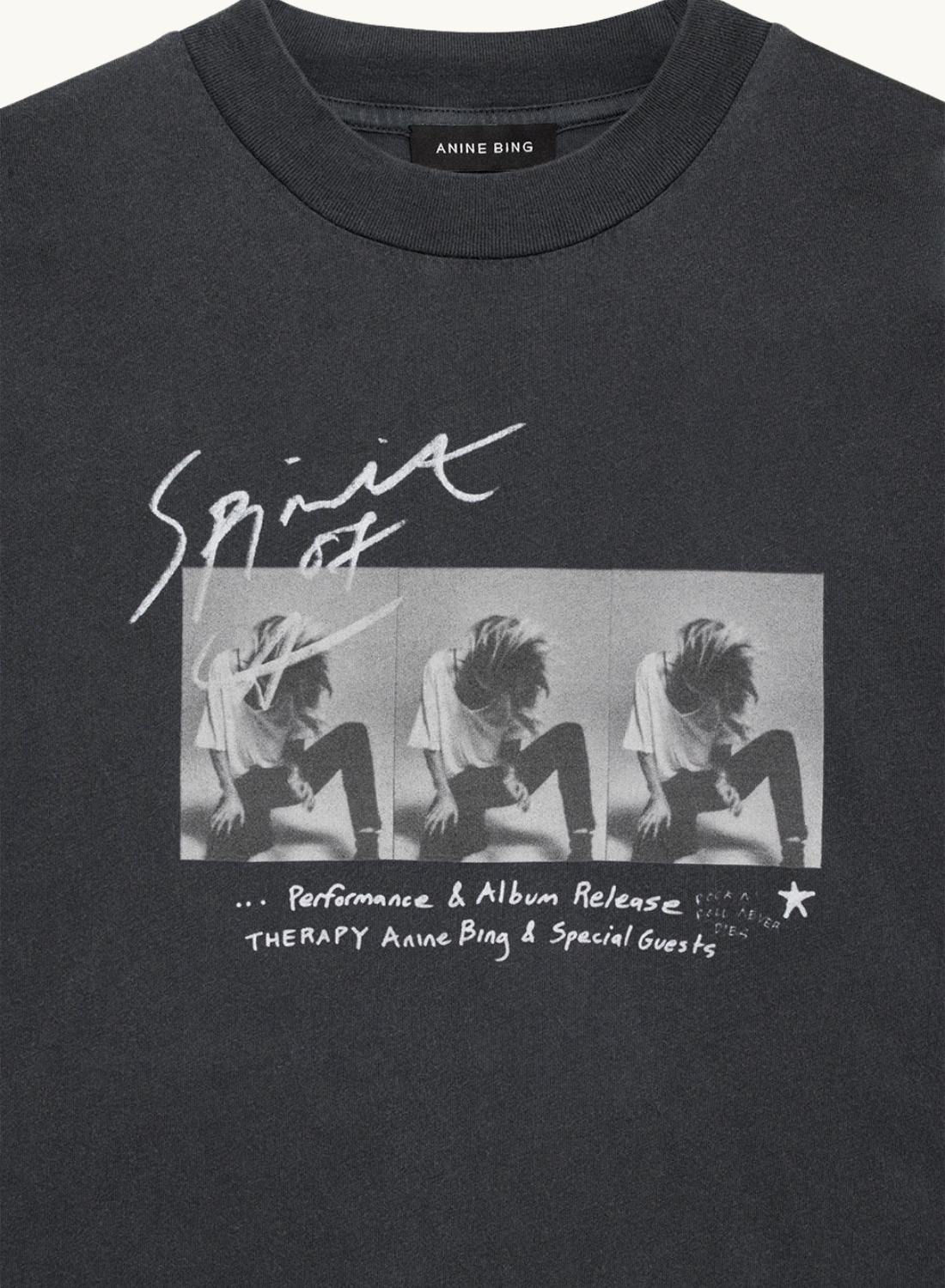 Anine Bing Ashton Tee Concert in WASHED BLACK