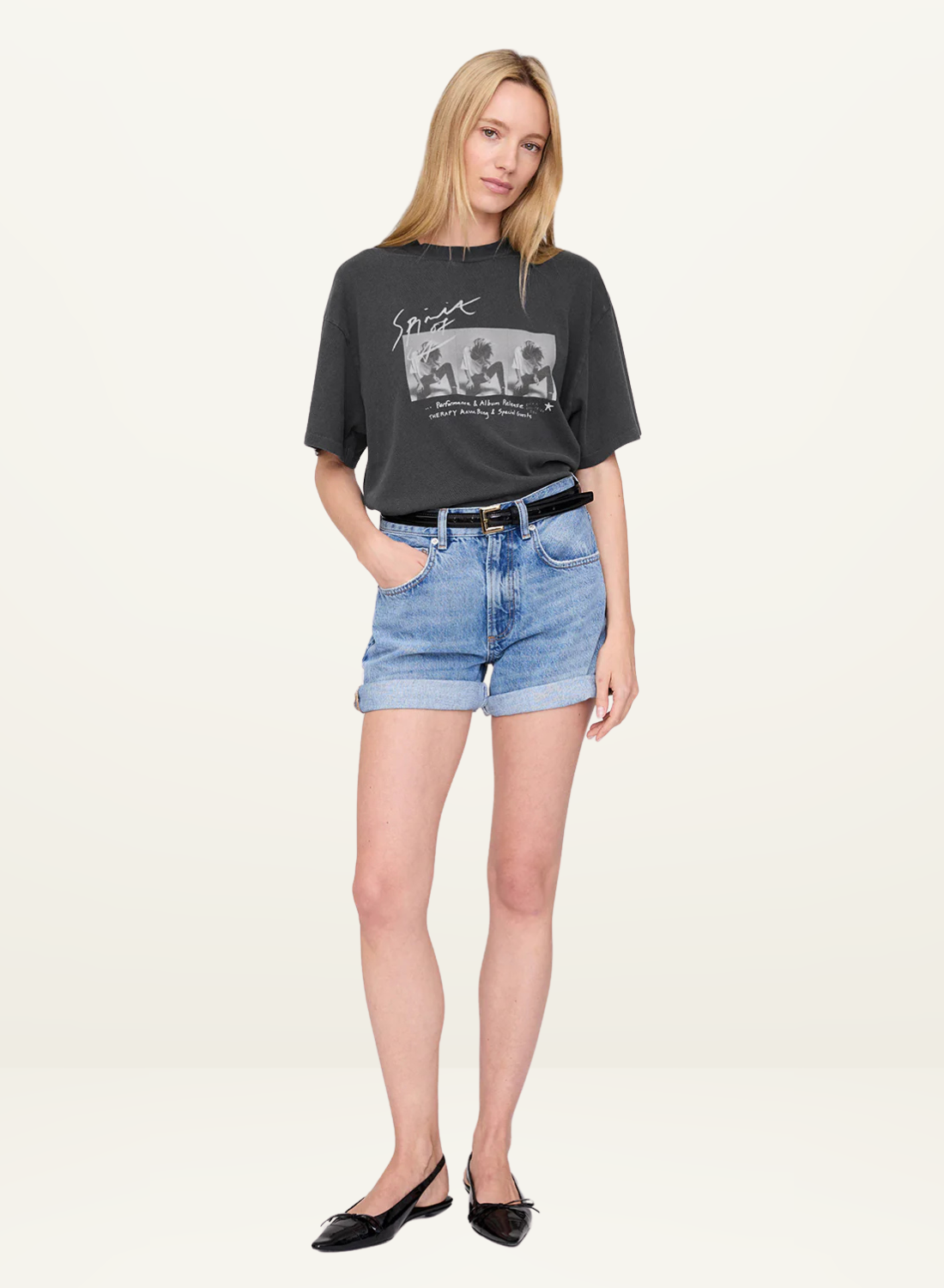 Anine Bing Ashton Tee Concert in WASHED BLACK
