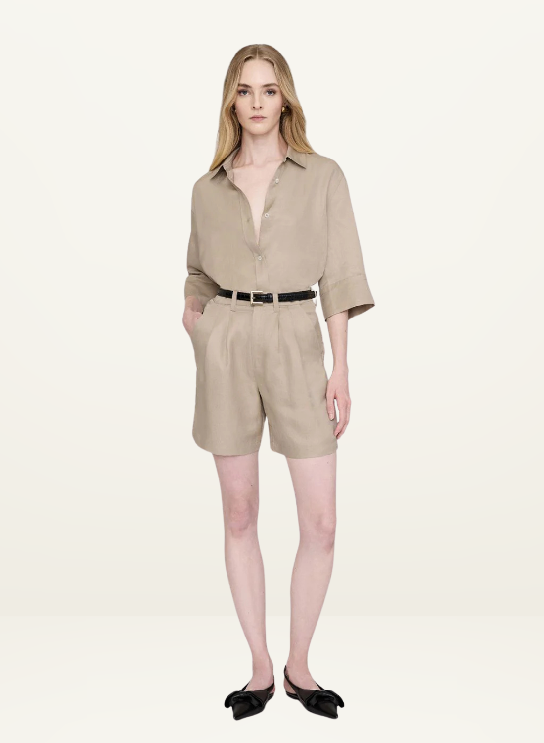 Anine Bing Carrie Short in OATMEAL