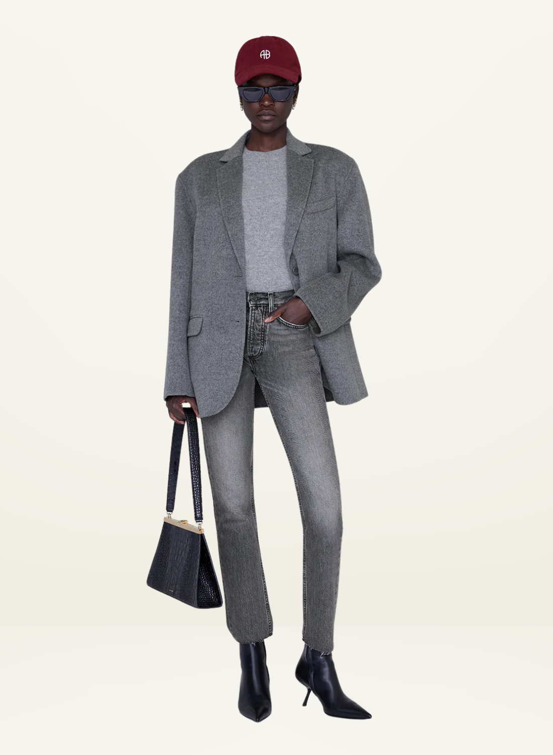 Anine Bing Jeremy AB Baseball Cap in CABERNET