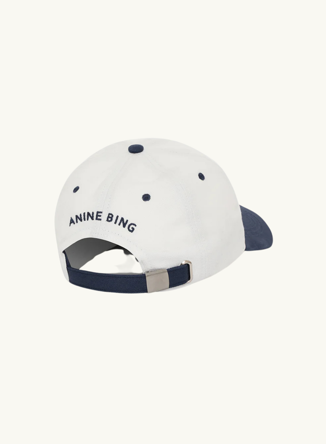 Anine Bing Jeremy Baseball Cap in Ivory and Navy