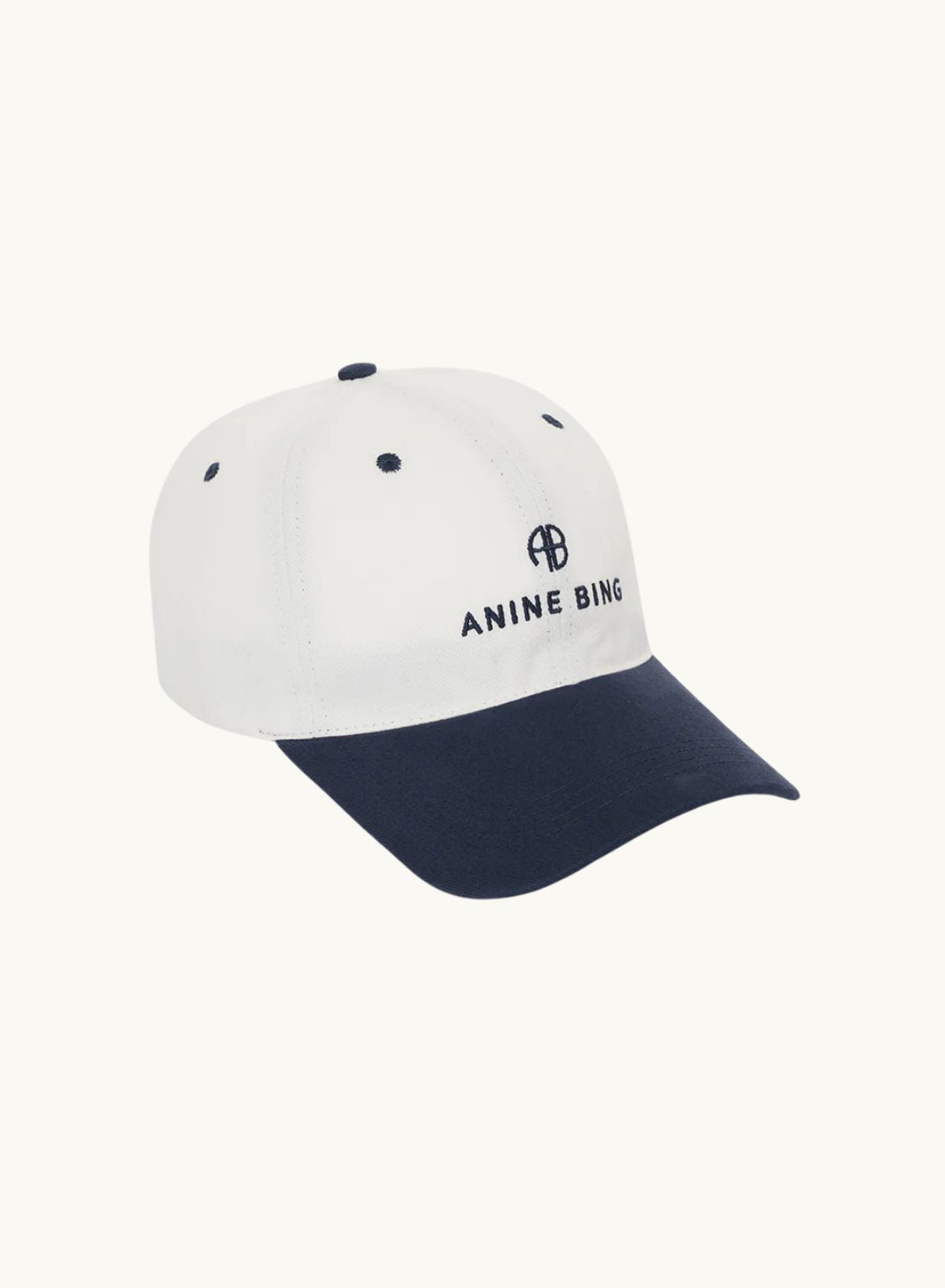 Anine Bing Jeremy Baseball Cap in Ivory and Navy