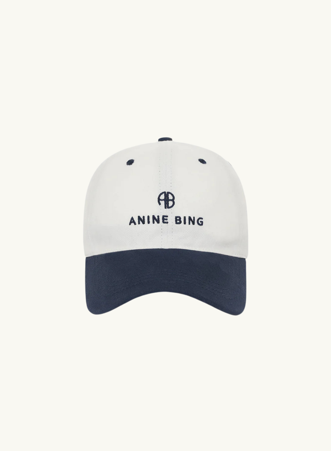 Anine Bing Jeremy Baseball Cap in Ivory and Navy