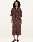 Anine Bing Julia Dress in LEOPARD BLACK & BROWN