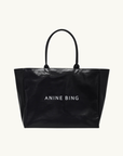 Anine Bing Leo Coated Canvas Tote Bag in Black
