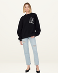 Anine Bing Miles Letterman Sweatshirt in BLACK