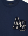 Anine Bing Miles Oversized Letterman Sweatshirt in WASHED NAVY