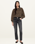 Anine Bing Miles Sweatshirt in LEOPARD BLACK & BROWN