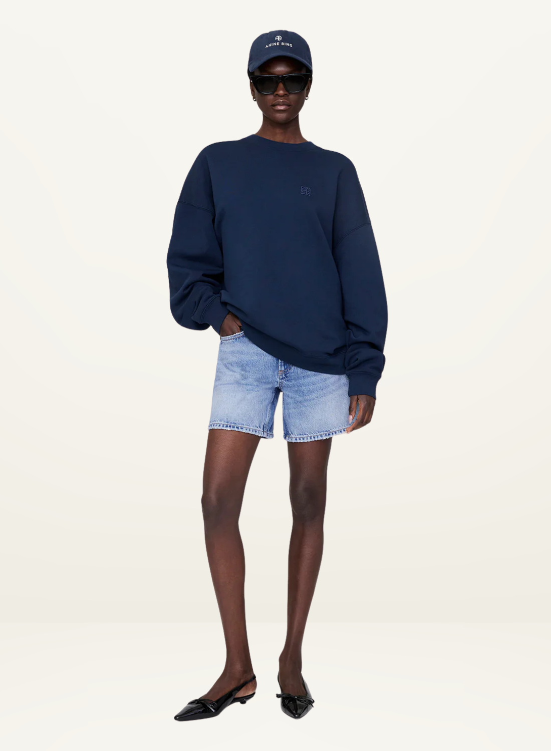 Anine Bing Miles Sweatshirt in Washed Navy