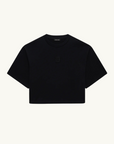 Anine Bing Myers Cropped Tee in FRAMED MONOGRAM BLACK