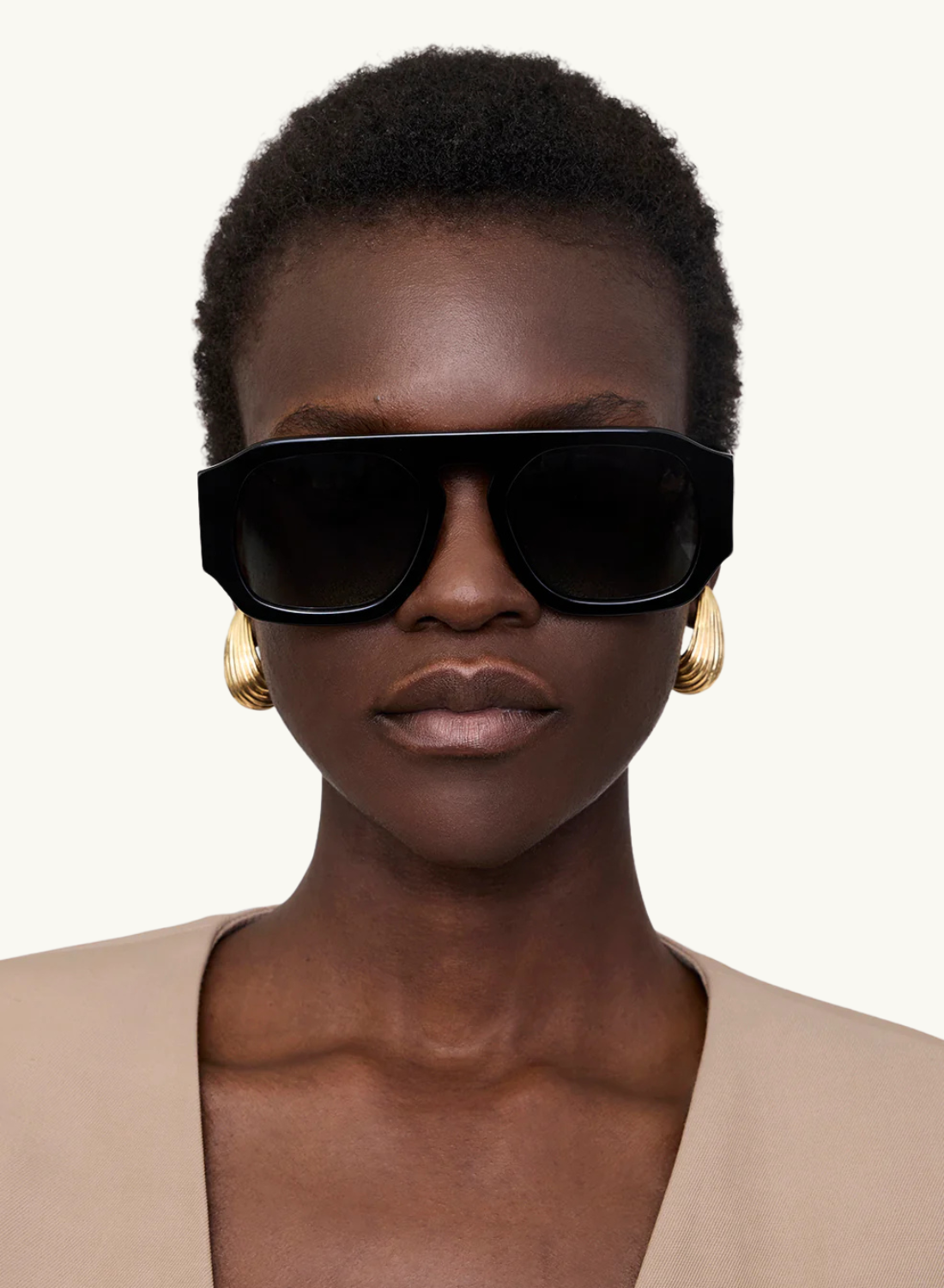 Anine Bing Preston Sunglasses in Black with Green