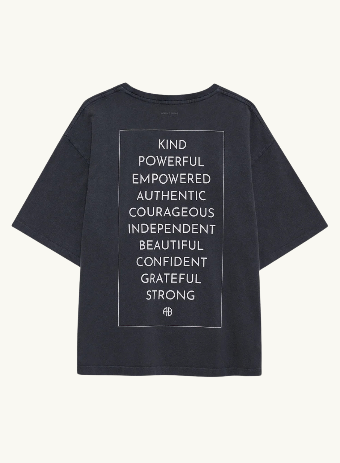 Anine Bing Rudy Tee Empowerment in Washed Black