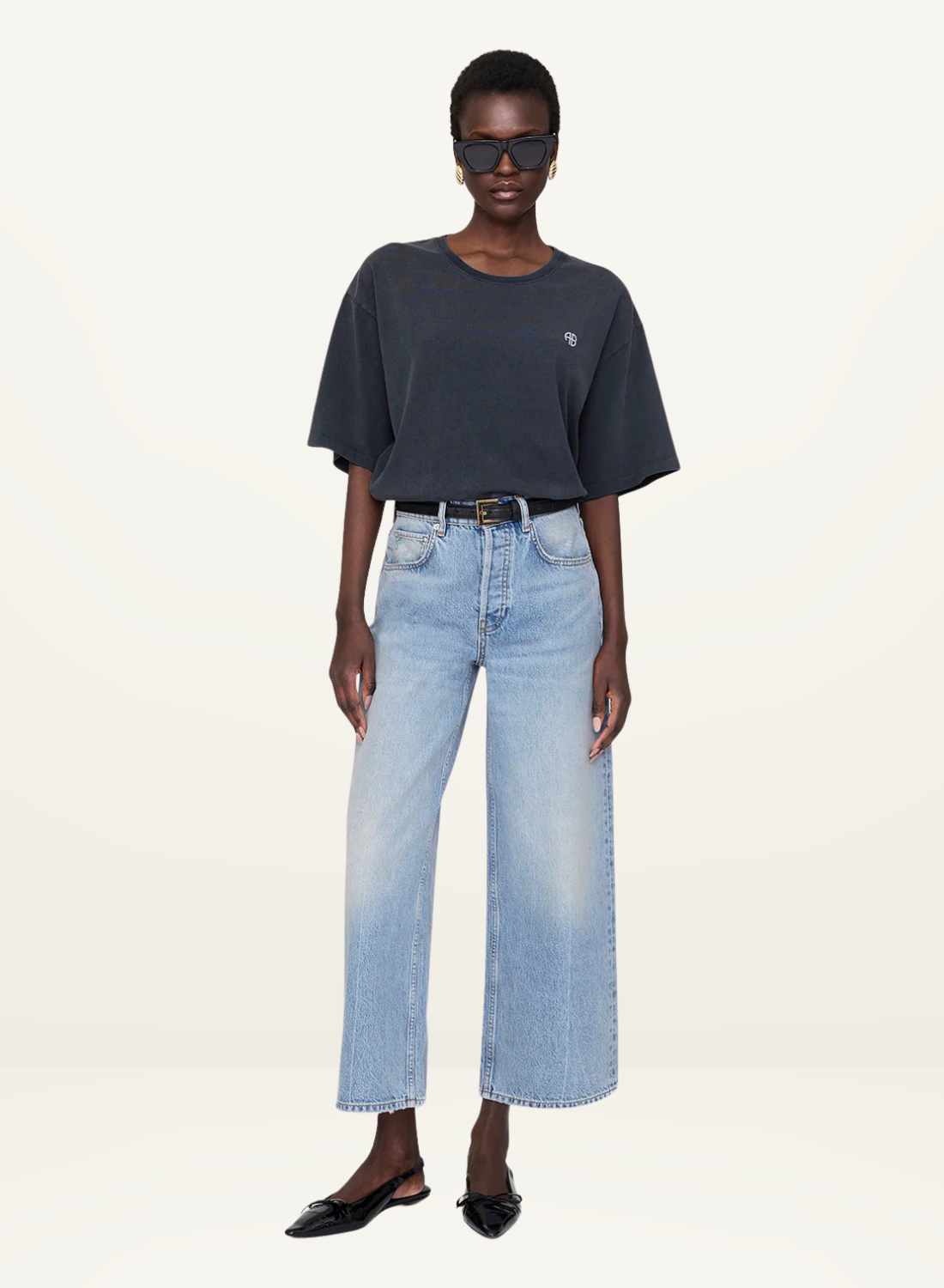 Anine Bing Rudy Tee Empowerment in Washed Black