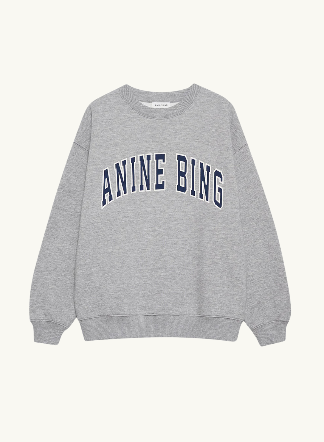 Anine Bing Spencer Sweatshirt in Heather Grey with Navy