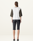 Bassike Contrast Boxy 3/4 Slv T-Shirt in White Ash