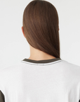 Bassike Contrast Boxy 3/4 Slv T-Shirt in White Ash