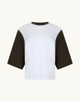 Bassike Contrast Boxy 3/4 Slv T-Shirt in White Ash