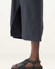 Bassike Contrast V-Neck Slip Dress in Washed Navy / Black
