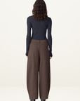 Bassike Cotton Twill Barrel Leg Pant in Chocolate Brown