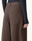 Bassike Cotton Twill Barrel Leg Pant in Chocolate Brown