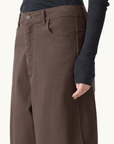 Bassike Cotton Twill Barrel Leg Pant in Chocolate Brown