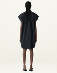 Bassike Crushed Cotton Shirt Dress in Black