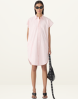 Bassike Crushed Cotton Sleeveless Dress in Powder Pink