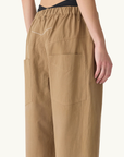 Bassike Crushed Cotton Summer Pant in Dark Tan