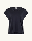 Bassike Fine Bind Scoop Neck Tank in Washed Navy