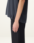 Bassike Fine Bind Scoop Neck Tank in Washed Navy