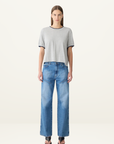 Bassike Layered Neck T-Shirt in Greymarle / Blue Ink