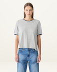 Bassike Layered Neck T-Shirt in Greymarle / Blue Ink
