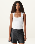 Bassike Low Scooped Rib Tank in White