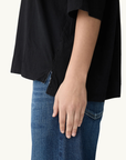 Bassike Slouch Side Step T-Shirt in Black