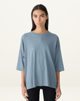 Bassike Slouch Side Step T-Shirt in Steel Blue