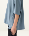 Bassike Slouch Side Step T-Shirt in Steel Blue