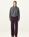 Bassike Twill Stripe Detail Pant in Plum / Ink