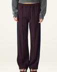 Bassike Twill Stripe Detail Pant in Plum / Ink