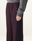 Bassike Twill Stripe Detail Pant in Plum / Ink