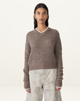 Bassike Wool Alpaca Contrast Knit in Walnut