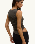 Bayse Lana Rouched Tank in SMOKE