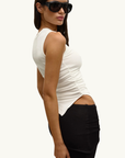 Bayse Lana Rouched Tank in WHITE