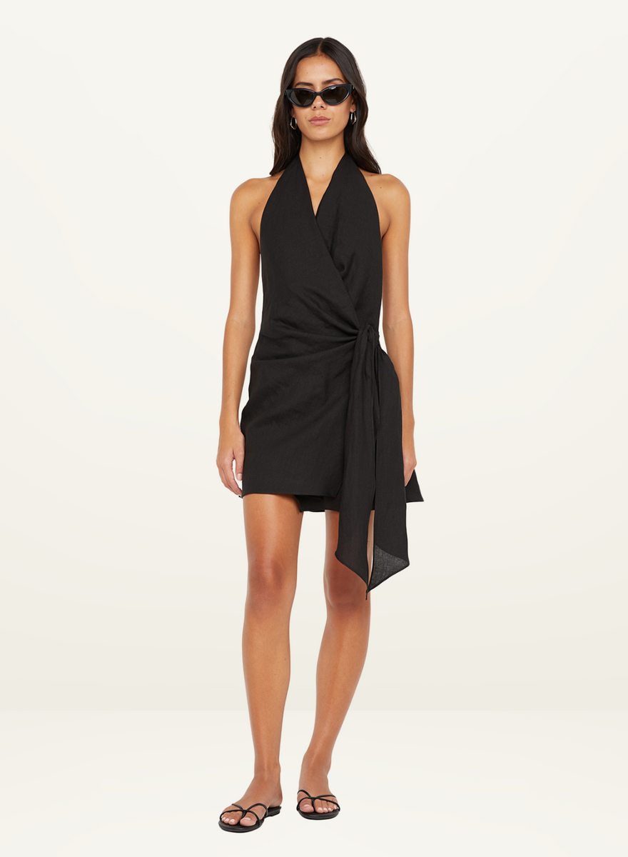 Bec + Bridge Aubree Wrap Mini Dress in Black