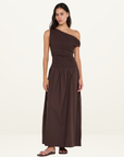 Bec + Bridge Freya Asym Maxi Dress in CHOCOLATE