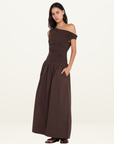 Bec + Bridge Freya Asym Maxi Dress in CHOCOLATE
