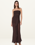 Bec + Bridge Jehnaya Strapless Maxi Dress in Dark Chocolate
