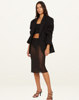 Bec + Bridge Karla Midi Skirt in BLACK & CHOC SPOT // LAST ONE - SIZE 6