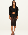 Bec + Bridge Karla Midi Skirt in BLACK & CHOC SPOT // LAST ONE - SIZE 6